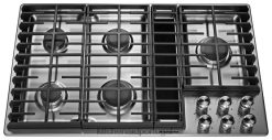 eletrodomésticos ponto KitchenAid Cooktop downdraft a gás 36" com 5 queimadores aço inoxidável H0XB4152