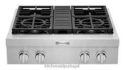 eletrodomésticos ponto KitchenAid Fogão a gás estilo comercial de 30" com 4 queimadores aço inoxidável H0XB4149