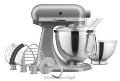 eletrodomésticos ponto KitchenAid Misturador de mesa com cabeça inclinada de 5 litros da série artesanal com pacote de acessórios premium contorno prateado H0XB47