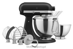 eletrodomésticos ponto KitchenAid Misturador de mesa com cabeça inclinada de 5 litros da série artesanal com pacote de acessórios premium preto fosco H0XB42