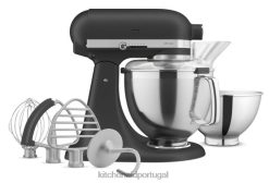 eletrodomésticos ponto KitchenAid Misturador de mesa com cabeça inclinada de 5 litros da série artesanal com pacote de acessórios premium preto imperial H0XB45